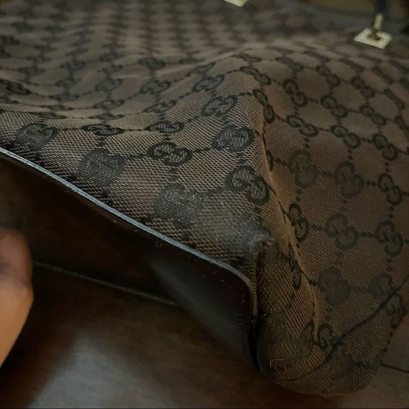 Gucci LARGE Dark Brown Monogram Canvas Tote Bag AUTHENTIC - Picture 12 of 16